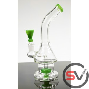 CURVED NECK TRIANGLE ROUND BASE GLASS WATER PIPE 9inch
